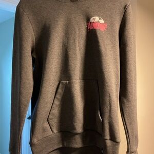 adidas Dark Gray Hoodie with Pink Logo Graphic